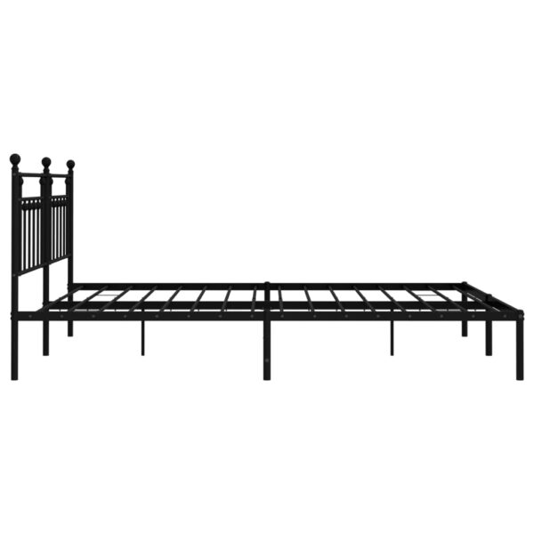 vidaXL Metal Bed Frame with Headboard Black 76"x79.9" King - Image 7