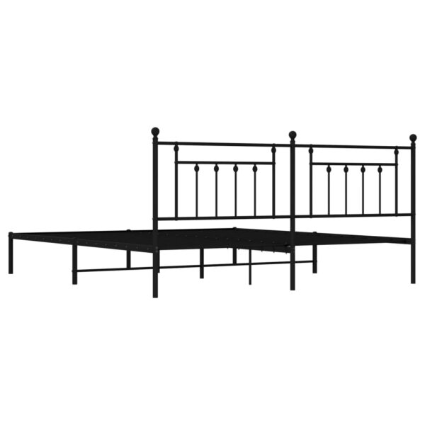 vidaXL Metal Bed Frame with Headboard Black 76"x79.9" King - Image 8