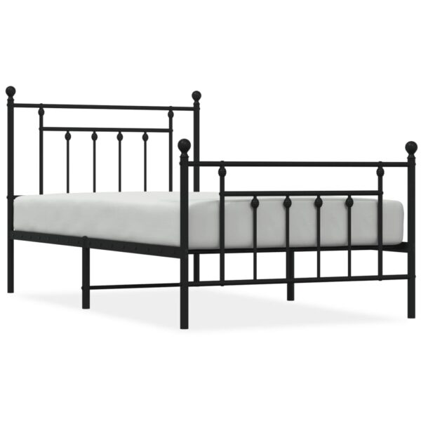 vidaXL Metal Bed Frame with Headboard and Footboard Black 39.4"x74.8" Twin - Image 2