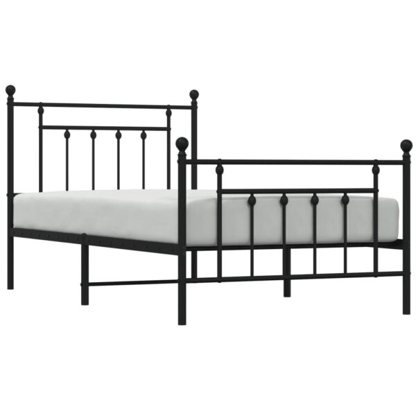 vidaXL Metal Bed Frame with Headboard and Footboard Black 39.4"x74.8" Twin - Image 4