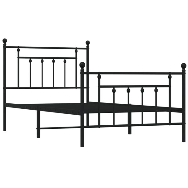 vidaXL Metal Bed Frame with Headboard and Footboard Black 39.4"x74.8" Twin - Image 5