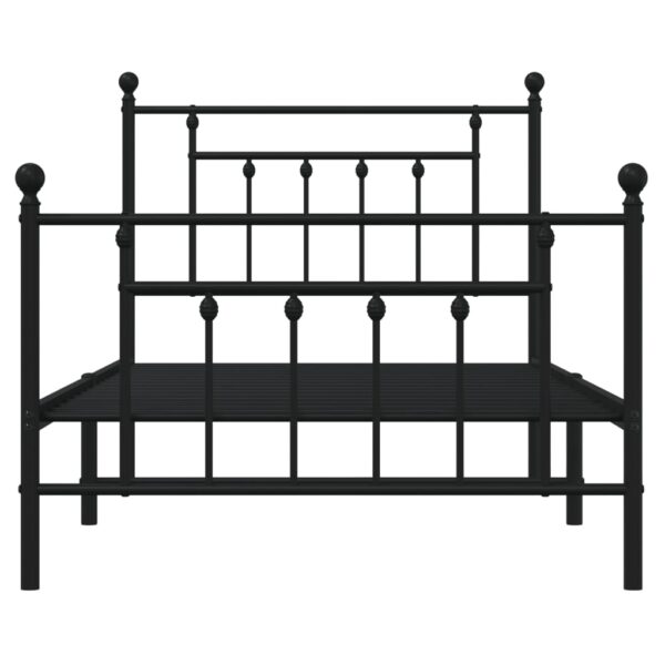 vidaXL Metal Bed Frame with Headboard and Footboard Black 39.4"x74.8" Twin - Image 6