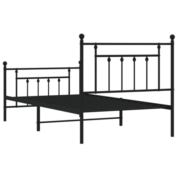 vidaXL Metal Bed Frame with Headboard and Footboard Black 39.4"x74.8" Twin - Image 8