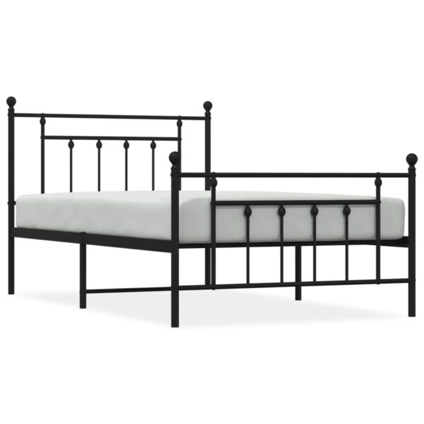 vidaXL Metal Bed Frame with Headboard and Footboard Black 39.4"x78.7" - Image 2