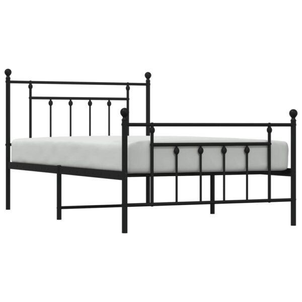 vidaXL Metal Bed Frame with Headboard and Footboard Black 39.4"x78.7" - Image 4