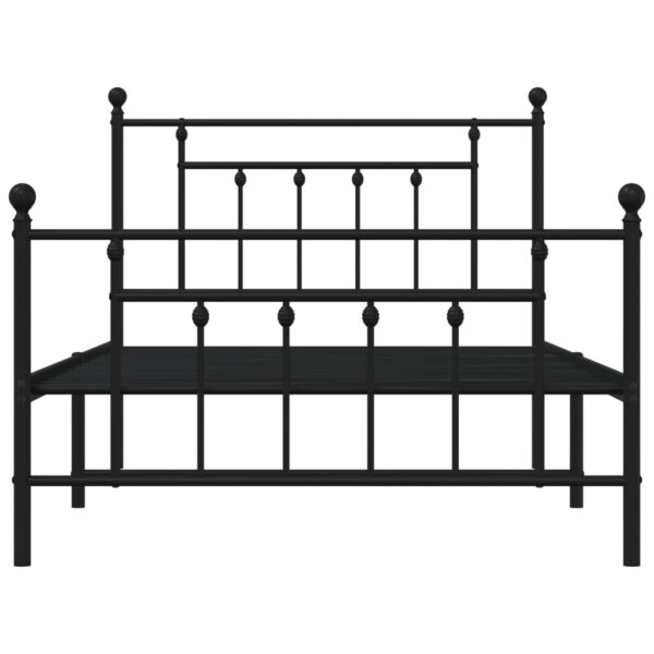 vidaXL Metal Bed Frame with Headboard and Footboard Black 39.4"x78.7" - Image 6