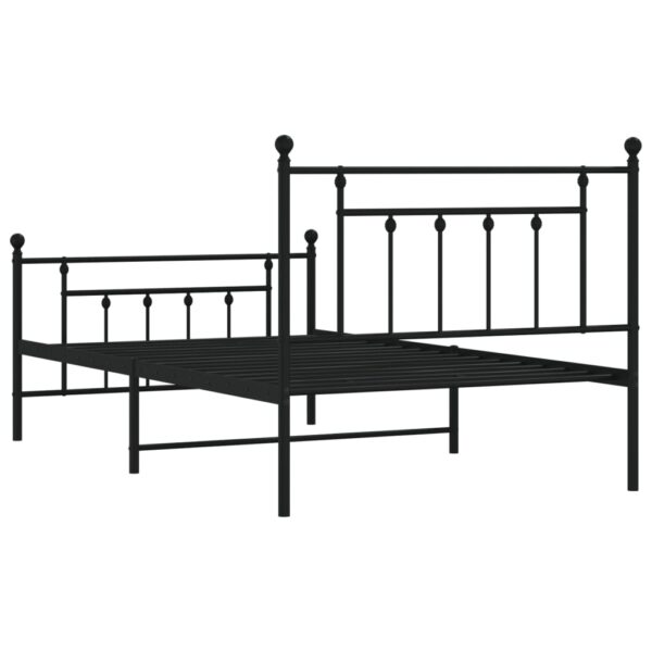 vidaXL Metal Bed Frame with Headboard and Footboard Black 39.4"x78.7" - Image 8