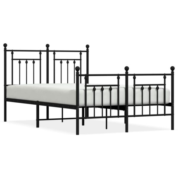 vidaXL Metal Bed Frame with Headboard and Footboard Black 53.1"x74.8" - Image 2