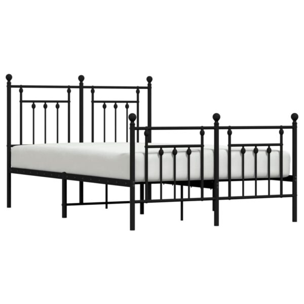 vidaXL Metal Bed Frame with Headboard and Footboard Black 53.1"x74.8" - Image 4