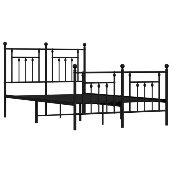 vidaXL Metal Bed Frame with Headboard and Footboard Black 53.1"x74.8" - Image 5