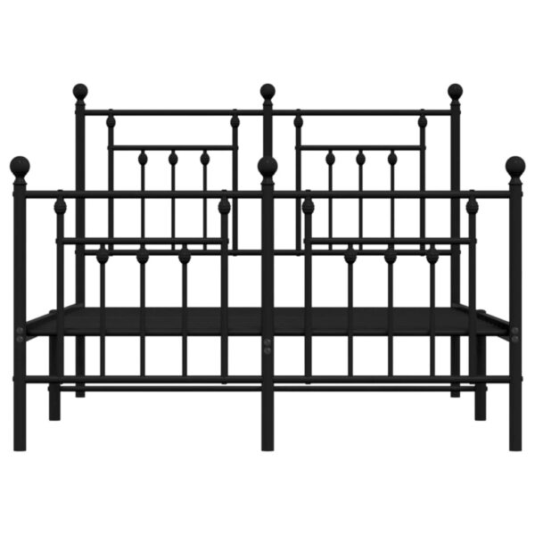 vidaXL Metal Bed Frame with Headboard and Footboard Black 53.1"x74.8" - Image 6