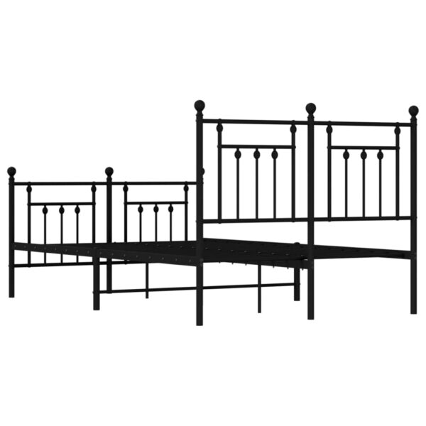 vidaXL Metal Bed Frame with Headboard and Footboard Black 53.1"x74.8" - Image 8