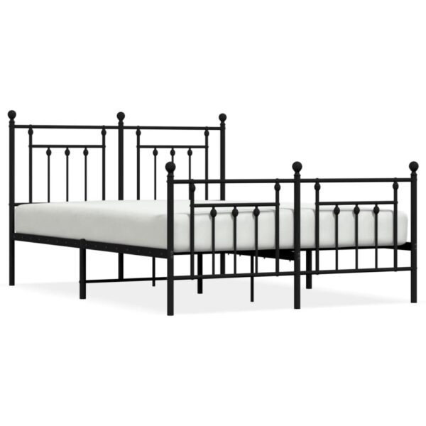 vidaXL Metal Bed Frame with Headboard and Footboard Black 59.1"x78.7" - Image 2