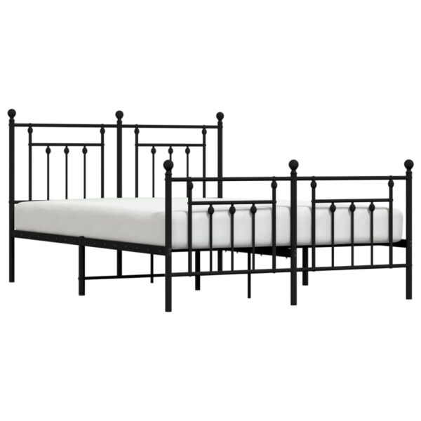 vidaXL Metal Bed Frame with Headboard and Footboard Black 59.1"x78.7" - Image 4