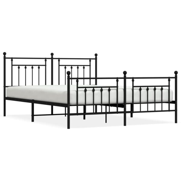 vidaXL Metal Bed Frame with Headboard&Footboard Black 72"x83.9" California King - Image 2