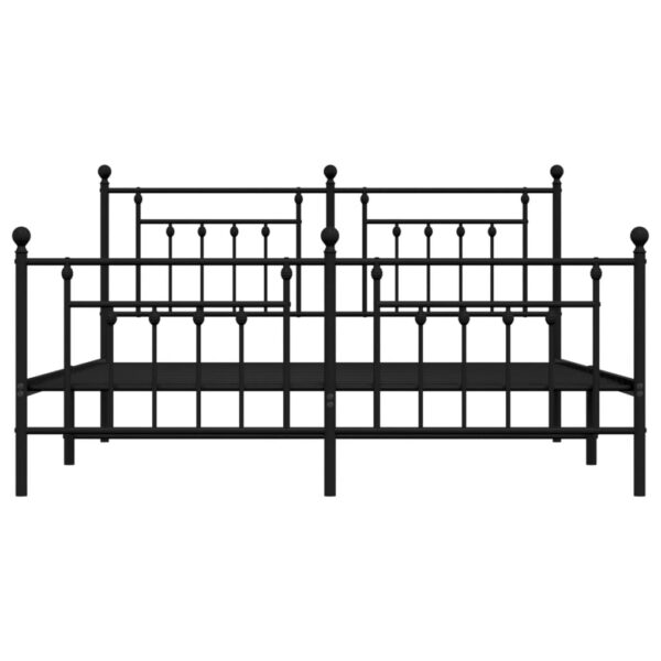 vidaXL Metal Bed Frame with Headboard&Footboard Black 72"x83.9" California King - Image 6