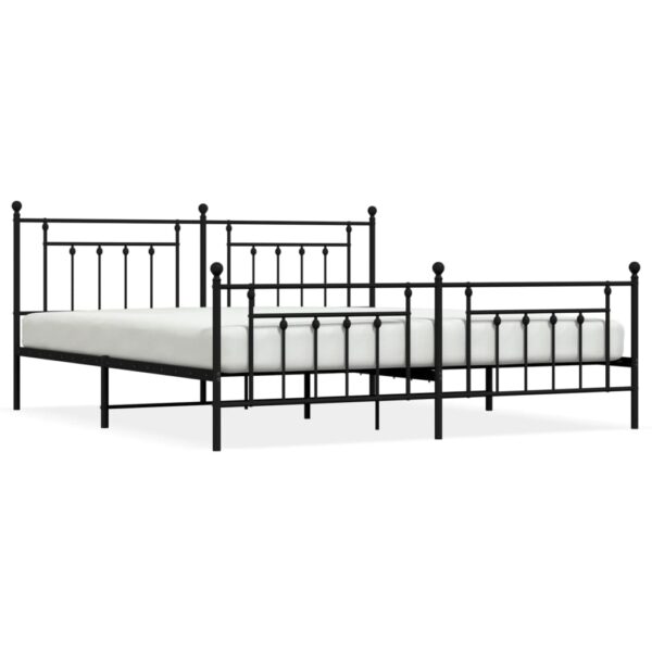 vidaXL Metal Bed Frame with Headboard and Footboard Black 76"x79.9" King - Image 2