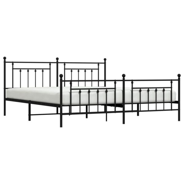 vidaXL Metal Bed Frame with Headboard and Footboard Black 76"x79.9" King - Image 4