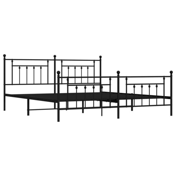 vidaXL Metal Bed Frame with Headboard and Footboard Black 76"x79.9" King - Image 5