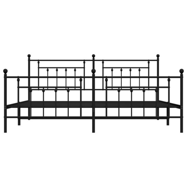 vidaXL Metal Bed Frame with Headboard and Footboard Black 76"x79.9" King - Image 6