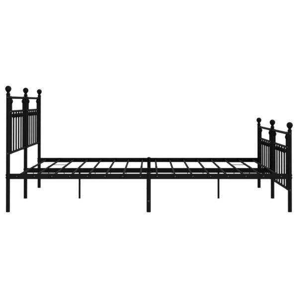 vidaXL Metal Bed Frame with Headboard and Footboard Black 76"x79.9" King - Image 7