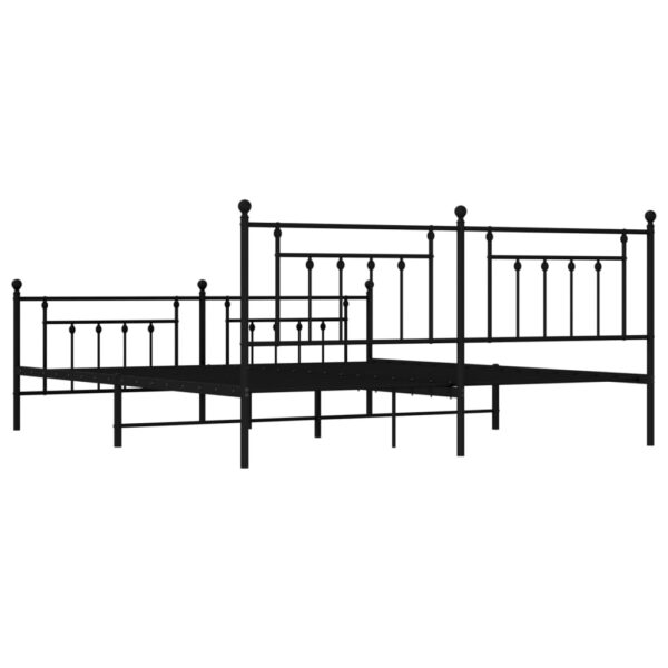 vidaXL Metal Bed Frame with Headboard and Footboard Black 76"x79.9" King - Image 8