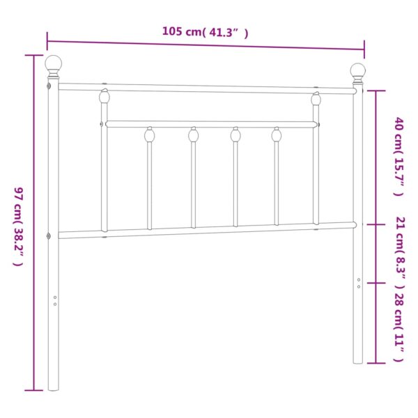 vidaXL Metal Headboard Black 39.4" - Image 7