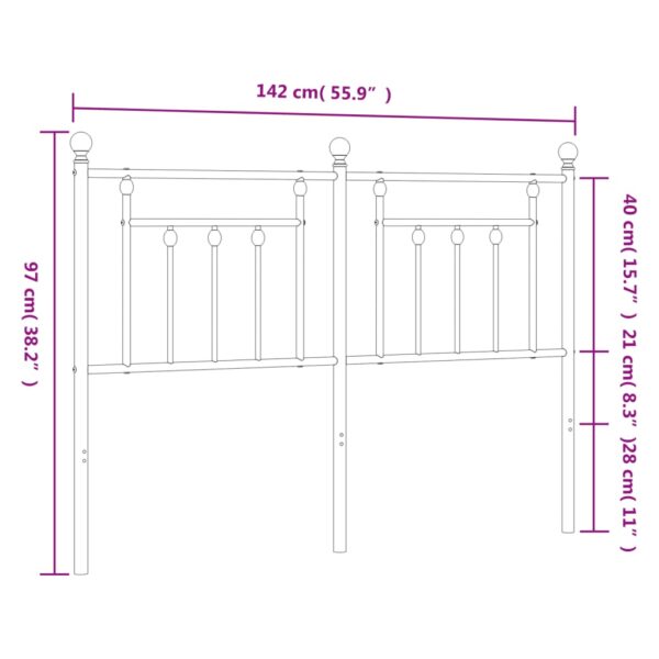 vidaXL Metal Headboard Black 53.1" - Image 7