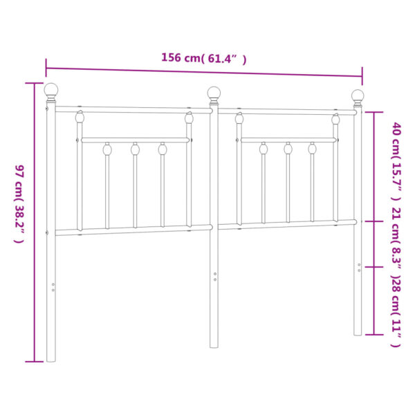 vidaXL Metal Headboard Black 59.1" - Image 7