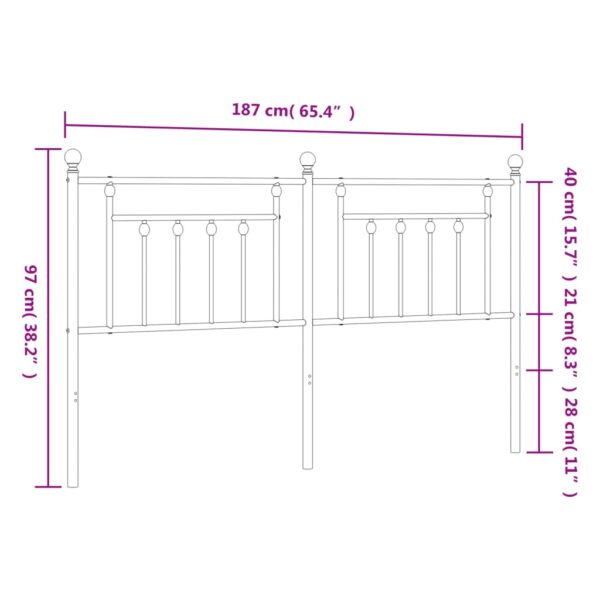 vidaXL Metal Headboard Black 70.9" - Image 7