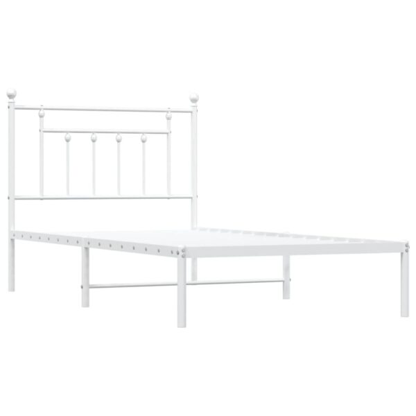 vidaXL Metal Bed Frame with Headboard White 39.4"x74.8" Twin - Image 5