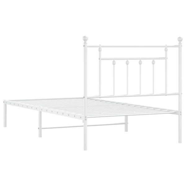 vidaXL Metal Bed Frame with Headboard White 39.4"x74.8" Twin - Image 8