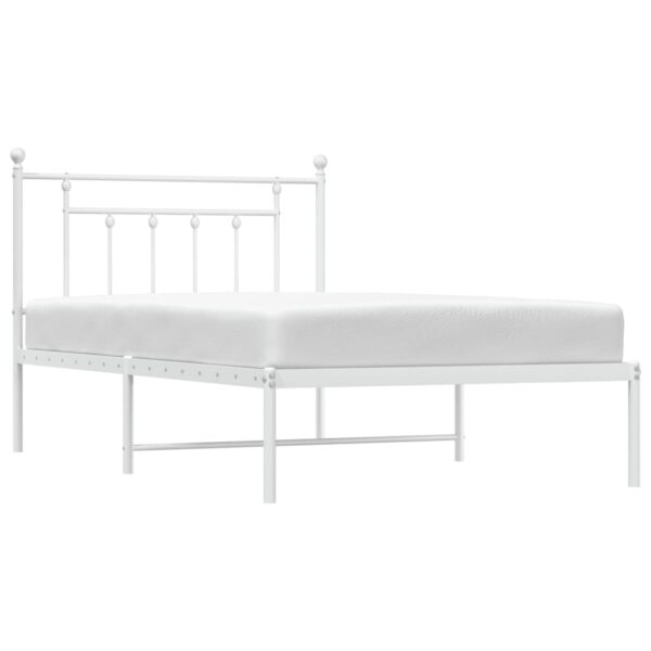 vidaXL Metal Bed Frame with Headboard White 39.4"x78.7" - Image 4