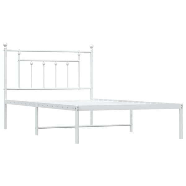 vidaXL Metal Bed Frame with Headboard White 39.4"x78.7" - Image 5