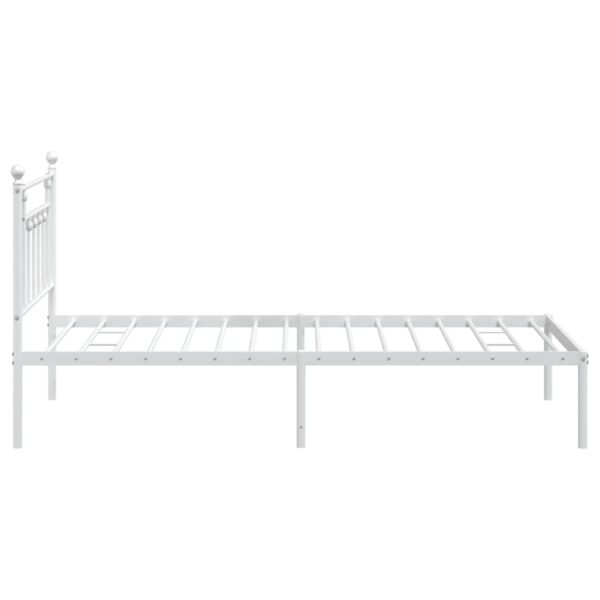 vidaXL Metal Bed Frame with Headboard White 39.4"x78.7" - Image 7