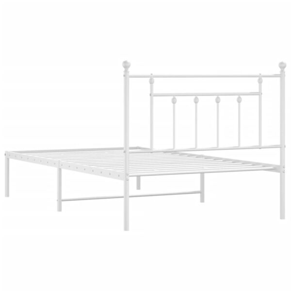 vidaXL Metal Bed Frame with Headboard White 39.4"x78.7" - Image 8