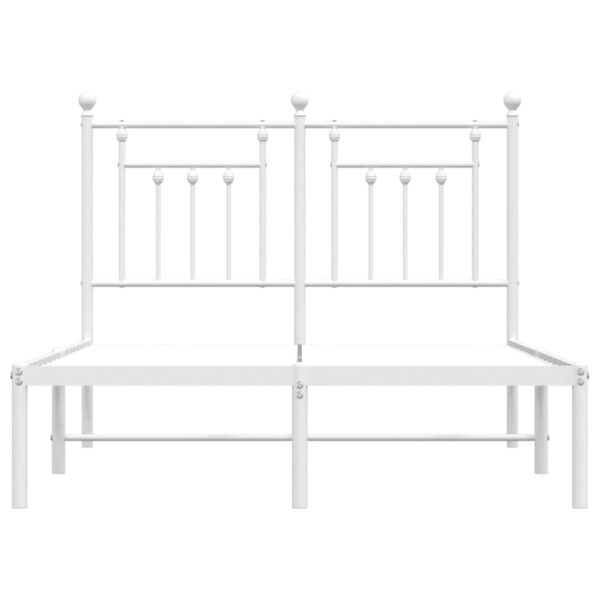 vidaXL Metal Bed Frame with Headboard White 53.1"x74.8" - Image 6