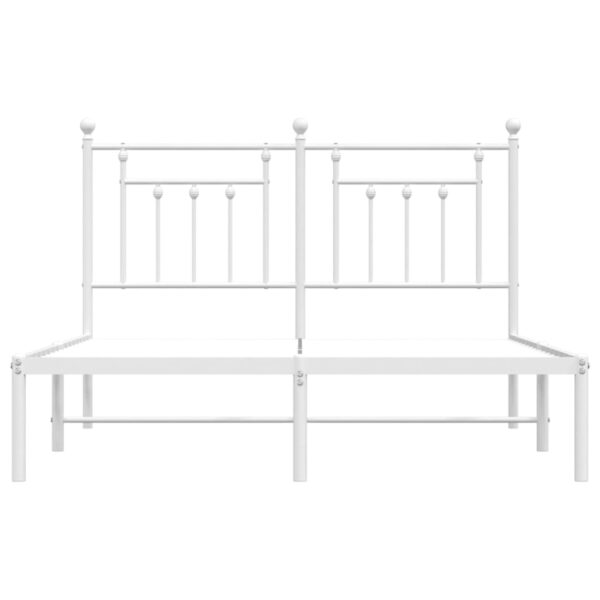 vidaXL Metal Bed Frame with Headboard White 59.1"x78.7" - Image 6