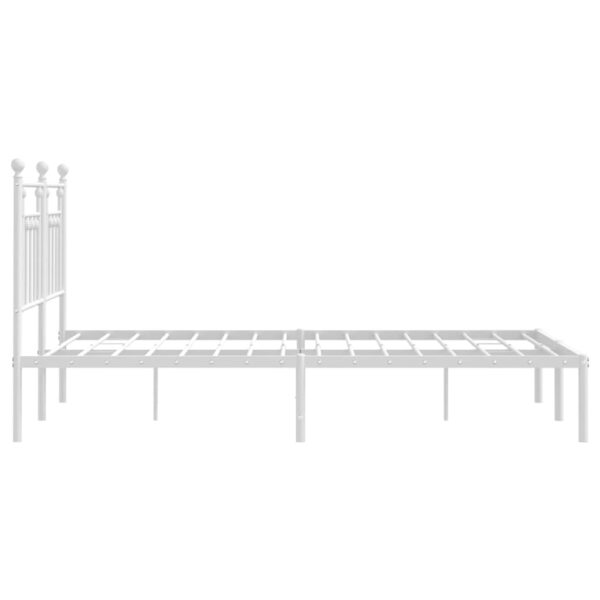 vidaXL Metal Bed Frame with Headboard White 59.1"x78.7" - Image 7