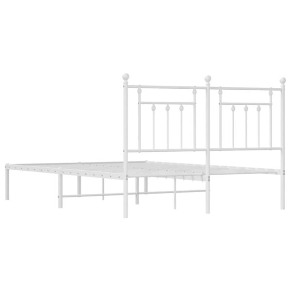 vidaXL Metal Bed Frame with Headboard White 59.1"x78.7" - Image 8