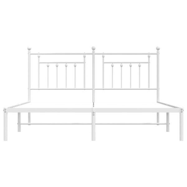 vidaXL Metal Bed Frame with Headboard White 72"x83.9" California King - Image 6