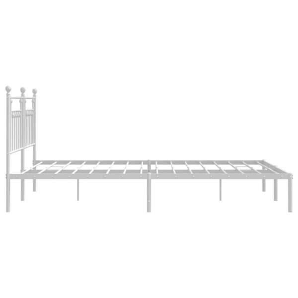 vidaXL Metal Bed Frame with Headboard White 72"x83.9" California King - Image 7