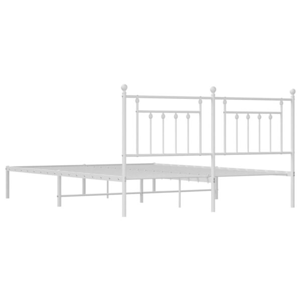 vidaXL Metal Bed Frame with Headboard White 72"x83.9" California King - Image 8