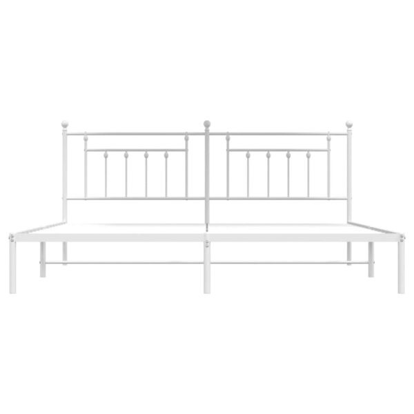 vidaXL Metal Bed Frame with Headboard White 76"x79.9" King - Image 6