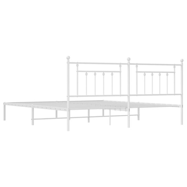 vidaXL Metal Bed Frame with Headboard White 76"x79.9" King - Image 8