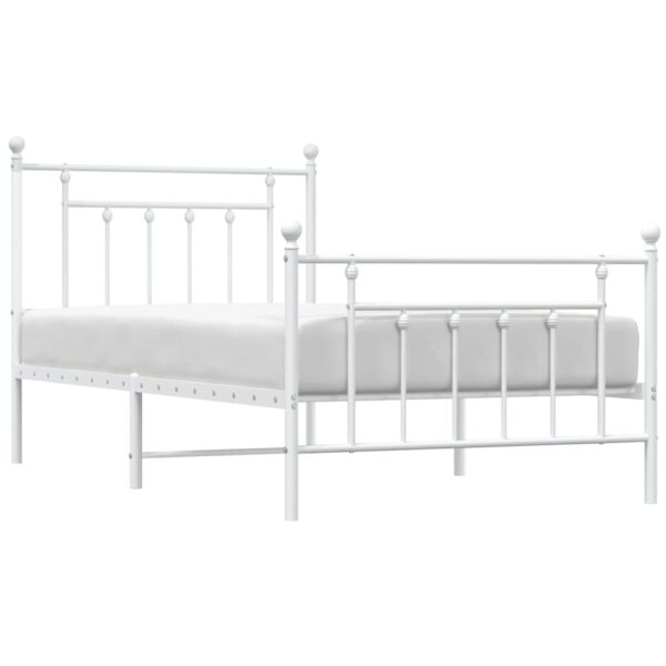 vidaXL Metal Bed Frame with Headboard and Footboard White 39.4"x74.8" Twin - Image 4