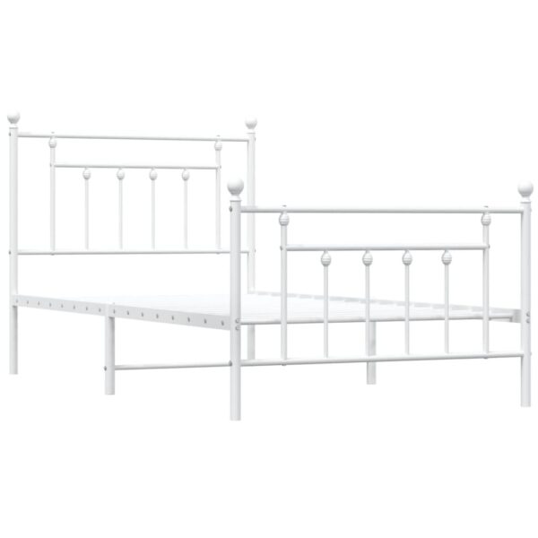 vidaXL Metal Bed Frame with Headboard and Footboard White 39.4"x74.8" Twin - Image 5