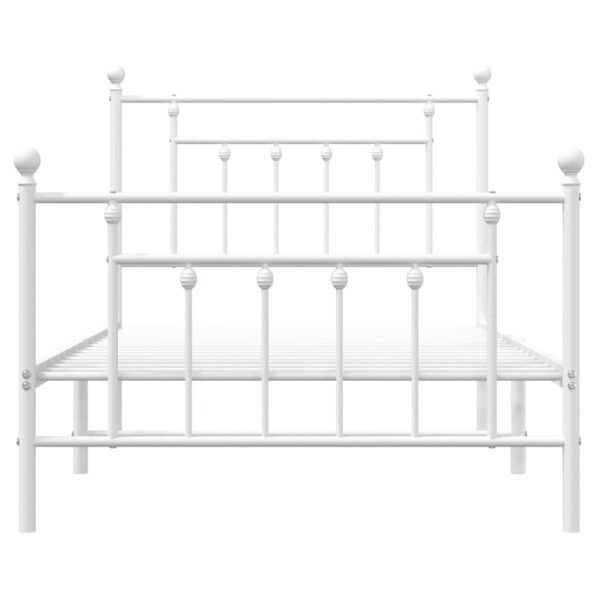 vidaXL Metal Bed Frame with Headboard and Footboard White 39.4"x74.8" Twin - Image 6