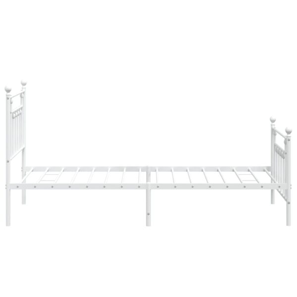 vidaXL Metal Bed Frame with Headboard and Footboard White 39.4"x74.8" Twin - Image 7