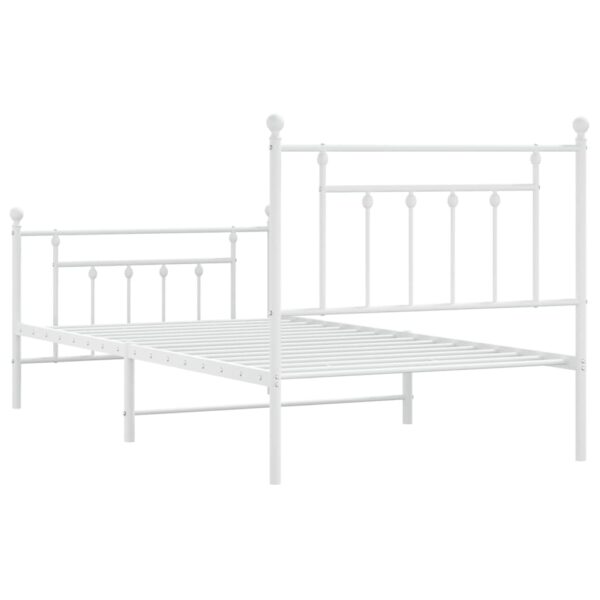 vidaXL Metal Bed Frame with Headboard and Footboard White 39.4"x74.8" Twin - Image 8